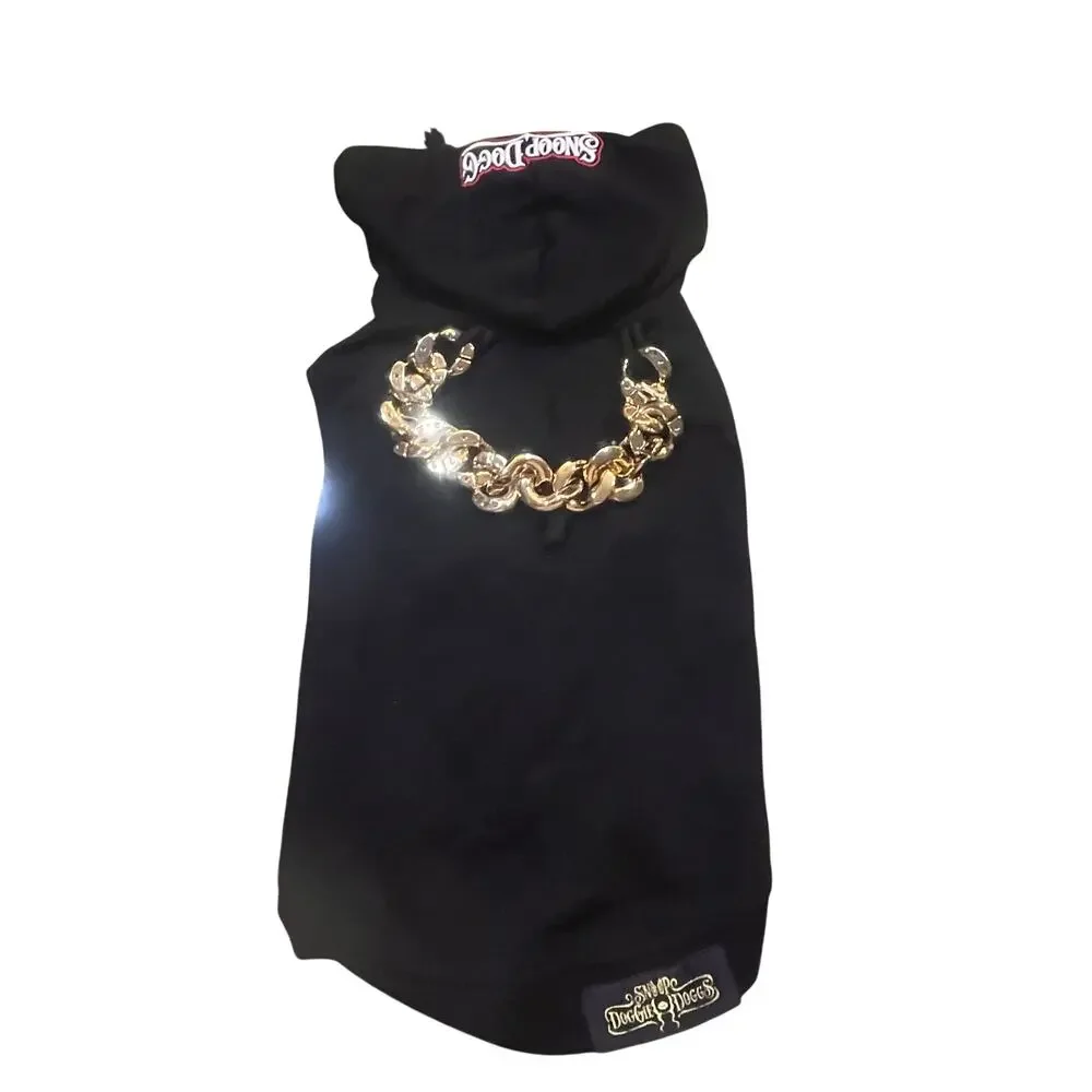 Snoop Dogg Dog Hoodie Large With Gold Chain Hip Hop Bling‎ Pet Sweater Rare
